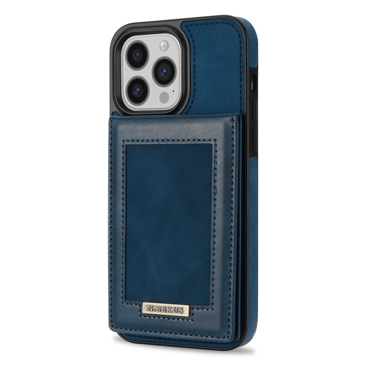 For iPhone 14 Pro N.BEKUS Vertical Flip Card Slot RFID Phone Case(Blue) by N.BEKUS
