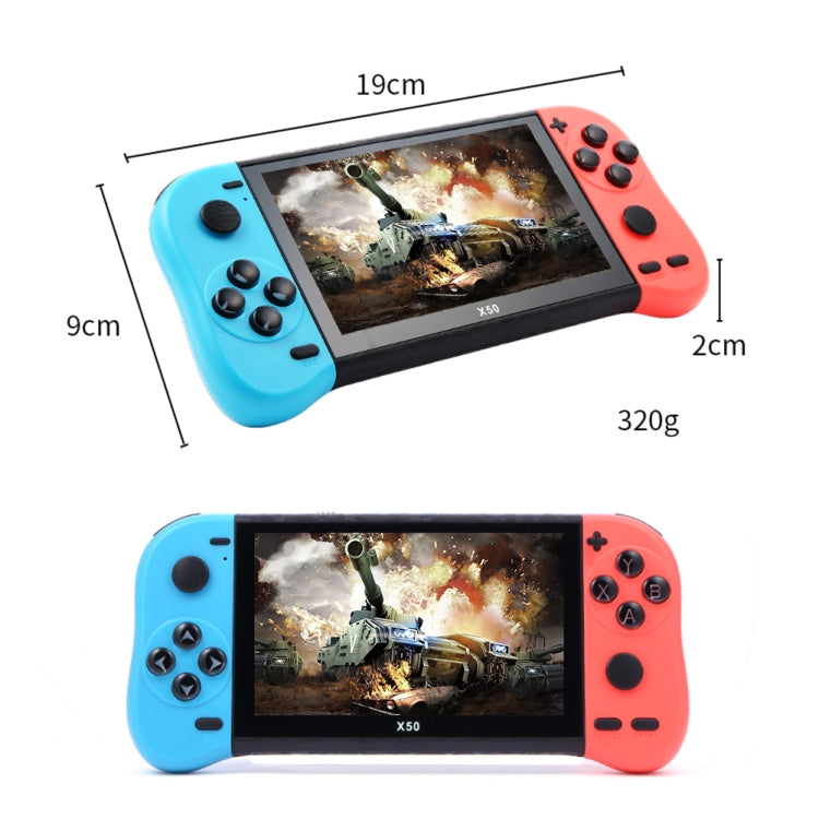 X50 Max 5.1 inch Screen Handheld Game Console for Double Player with 6000+ Games(Red+Blue) by bashfashion