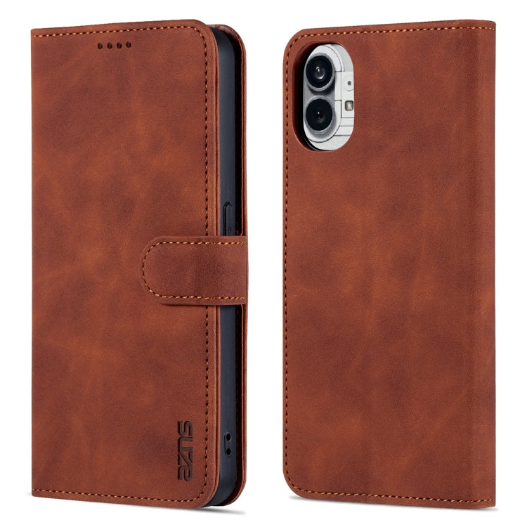 For Nothing Phone 1 AZNS Skin Feel Calf Texture Flip Leather Phone Case (Brown) by AZNS