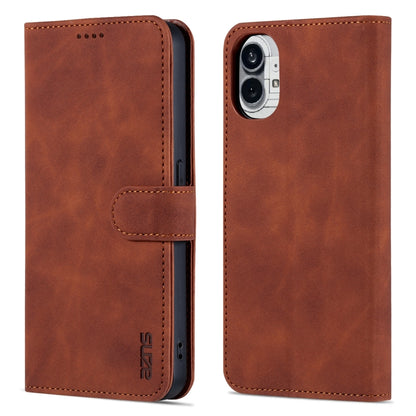 For Nothing Phone 1 AZNS Skin Feel Calf Texture Flip Leather Phone Case (Brown) by AZNS