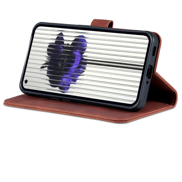 For Nothing Phone 1 AZNS Skin Feel Calf Texture Flip Leather Phone Case (Brown) by AZNS