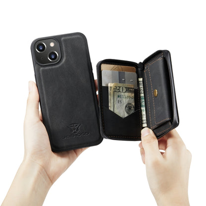 For iPhone 14 JEEHOOD Magnetic Zipper Wallet Leather Phone Case (Black) by JEEHOOD