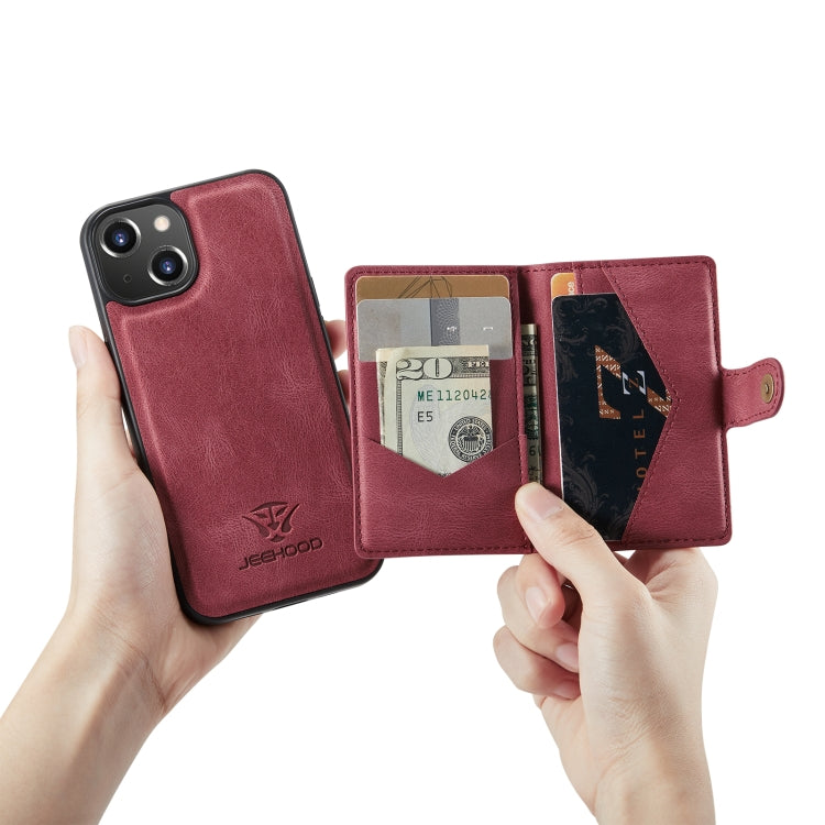 For iPhone 14 Plus JEEHOOD Retro Magnetic Detachable Leather Phone Case (Red) by JEEHOOD