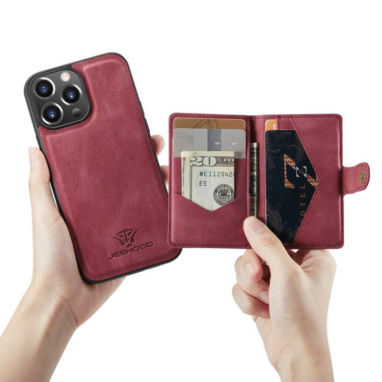 For iPhone 14 Pro Max JEEHOOD Retro Magnetic Detachable Leather Phone Case (Red) by JEEHOOD