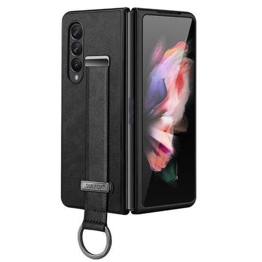For Samsung Galaxy Z Fold4 SULADA Cool Series PC + Leather Texture Skin Feel Shockproof Phone Case(Black) by SULADA