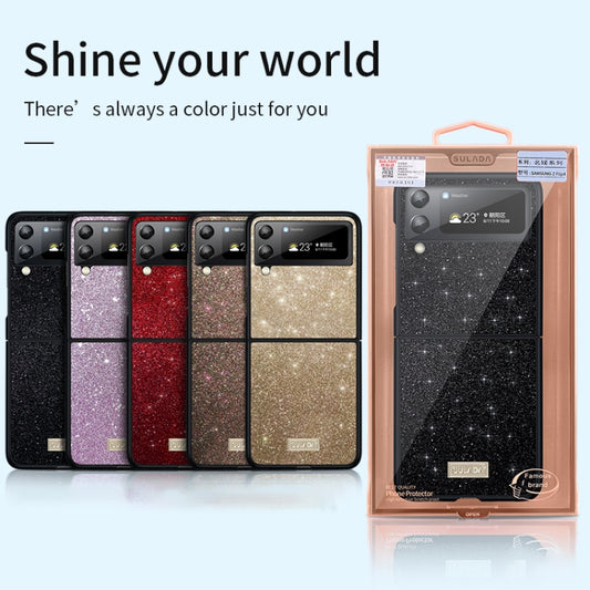 For Samsung Galaxy Z Flip4 SULADA Shockproof TPU + Handmade Leather Phone Case(Colorful) by SULADA
