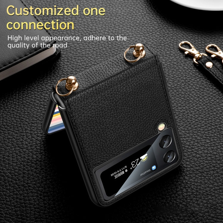 For Samsung Galaxy Z Flip4 SULADA Litchi Texture Leather + TPU Phone Case with Strap(Green) by SULADA