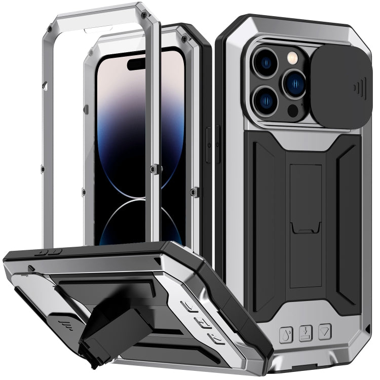 For iPhone 14 Pro R-JUST Shockproof Life Waterproof Dust-proof Case(Silver) by R-JUST