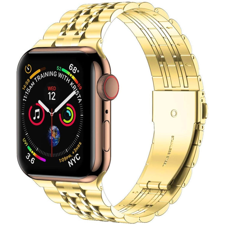 Seven-bead Ultra-thin Stainless Steel Watch Band For Apple Watch Ultra 49mm&Watch Ultra 2 49mm / Series 9&8&7 45mm / SE 3&SE 2&6&SE&5&4 44mm / 3&2&1 42mm(Gold) by bashfashion