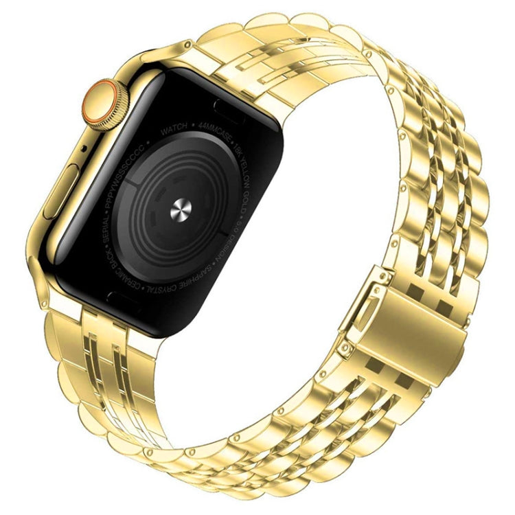 Seven-bead Ultra-thin Stainless Steel Watch Band For Apple Watch Ultra 49mm&Watch Ultra 2 49mm / Series 9&8&7 45mm / SE 3&SE 2&6&SE&5&4 44mm / 3&2&1 42mm(Gold) by bashfashion