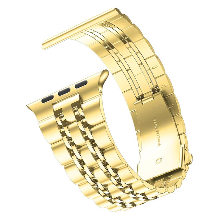 Seven-bead Ultra-thin Stainless Steel Watch Band For Apple Watch Ultra 49mm&Watch Ultra 2 49mm / Series 9&8&7 45mm / SE 3&SE 2&6&SE&5&4 44mm / 3&2&1 42mm(Gold) by bashfashion
