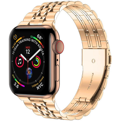 Seven-bead Ultra-thin Stainless Steel Watch Band For Apple Watch Ultra 49mm&Watch Ultra 2 49mm / Series 9&8&7 45mm / SE 3&SE 2&6&SE&5&4 44mm / 3&2&1 42mm(Rose Gold) by bashfashion