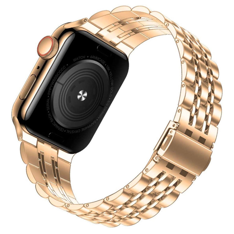 Seven-bead Ultra-thin Stainless Steel Watch Band For Apple Watch Ultra 49mm&Watch Ultra 2 49mm / Series 9&8&7 45mm / SE 3&SE 2&6&SE&5&4 44mm / 3&2&1 42mm(Rose Gold) by bashfashion