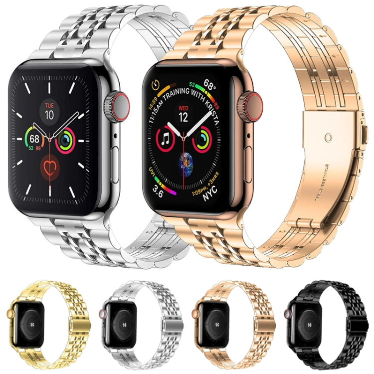 Seven-bead Ultra-thin Stainless Steel Watch Band For Apple Watch Ultra 49mm&Watch Ultra 2 49mm / Series 9&8&7 45mm / SE 3&SE 2&6&SE&5&4 44mm / 3&2&1 42mm(Rose Gold) by bashfashion