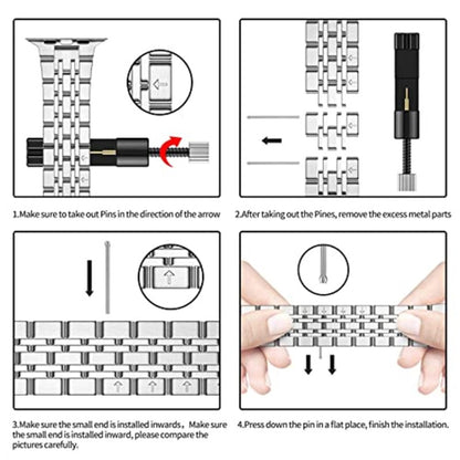 Seven-bead Ultra-thin Stainless Steel Watch Band For Apple Watch Ultra 49mm&Watch Ultra 2 49mm / Series 9&8&7 45mm / SE 3&SE 2&6&SE&5&4 44mm / 3&2&1 42mm(Gold) by bashfashion