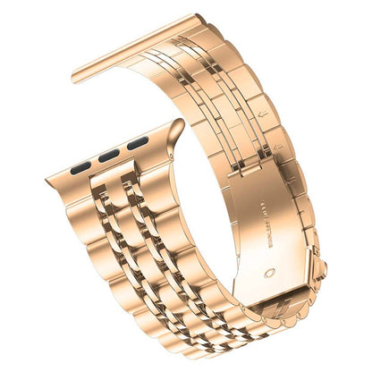 Seven-bead Ultra-thin Stainless Steel Watch Band For Apple Watch Series 9&8&7 41mm / SE 3&SE 2&6&SE&5&4 40mm / 3&2&1 38mm(Rose Gold) by bashfashion