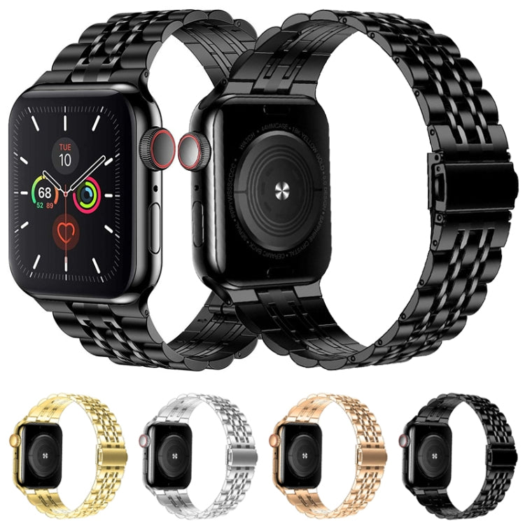 Seven-bead Ultra-thin Stainless Steel Watch Band For Apple Watch Series 9&8&7 41mm / SE 3&SE 2&6&SE&5&4 40mm / 3&2&1 38mm(Gold) by bashfashion
