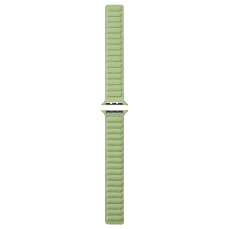 Magnetic Two-color Loop Slim Leather Watch Band For Apple Watch Ultra 49mm&Watch Ultra 2 49mm / Series 9&8&7 45mm / SE 3&SE 2&6&SE&5&4 44mm / 3&2&1 42mm(Grass Green) by bashfashion