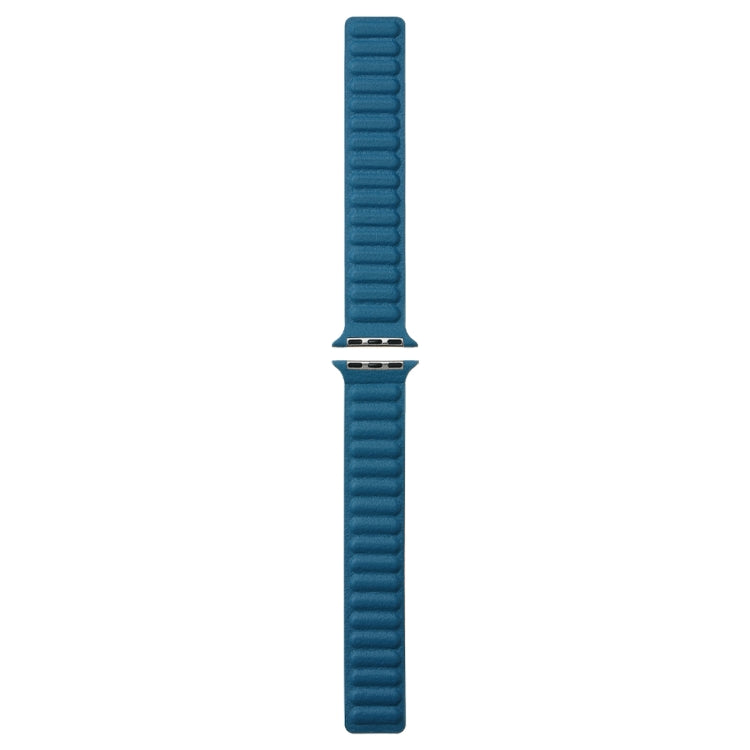 Magnetic Two-color Loop Slim Leather Watch Band For Apple Watch Ultra 49mm&Watch Ultra 2 49mm / Series 9&8&7 45mm / SE 3&SE 2&6&SE&5&4 44mm / 3&2&1 42mm(Cape Blue) by bashfashion