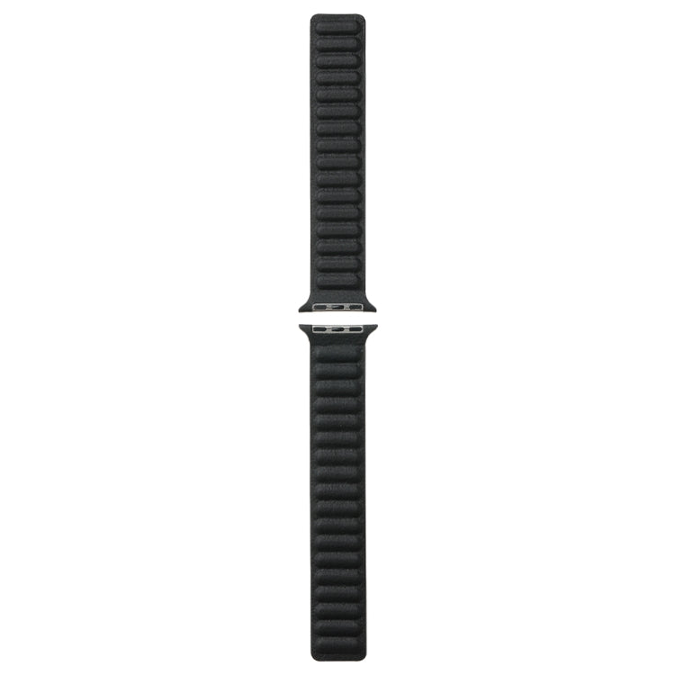 Magnetic Two-color Loop Slim Leather Watch Band For Apple Watch Ultra 49mm&Watch Ultra 2 49mm / Series 9&8&7 45mm / SE 3&SE 2&6&SE&5&4 44mm / 3&2&1 42mm(Black) by bashfashion