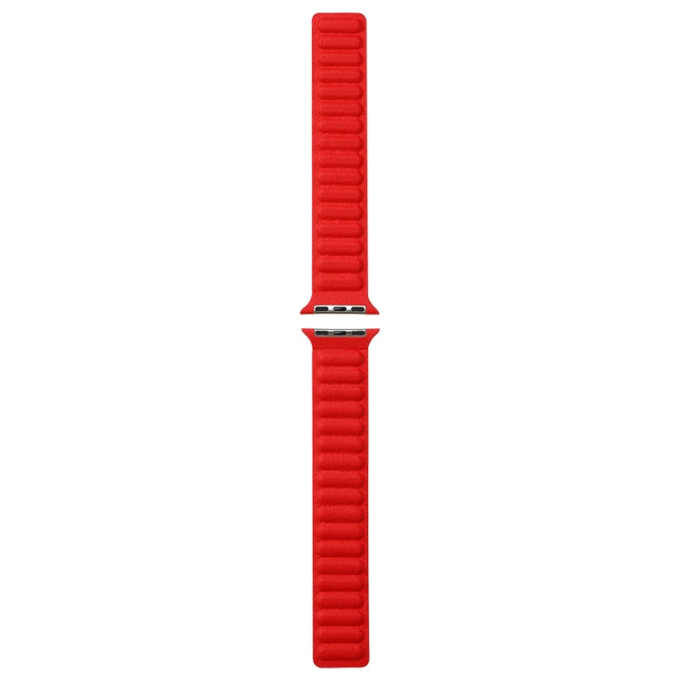 Magnetic Two-color Loop Slim Leather Watch Band For Apple Watch Ultra 49mm&Watch Ultra 2 49mm / Series 9&8&7 45mm / SE 3&SE 2&6&SE&5&4 44mm / 3&2&1 42mm(Red) by bashfashion