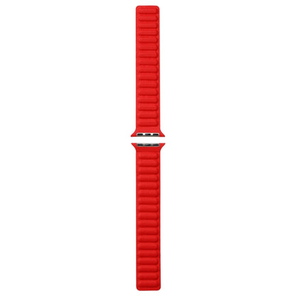 Magnetic Two-color Loop Slim Leather Watch Band For Apple Watch Ultra 49mm&Watch Ultra 2 49mm / Series 9&8&7 45mm / SE 3&SE 2&6&SE&5&4 44mm / 3&2&1 42mm(Red) by bashfashion