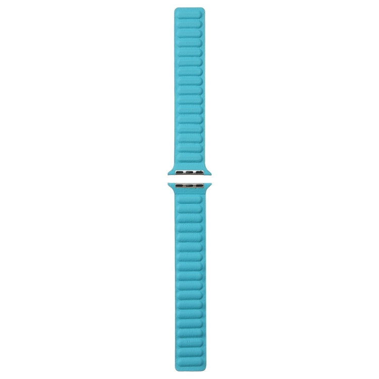 Magnetic Two-color Loop Slim Leather Watch Band For Apple Watch Ultra 49mm&Watch Ultra 2 49mm / Series 9&8&7 45mm / SE 3&SE 2&6&SE&5&4 44mm / 3&2&1 42mm(Lake Blue) by bashfashion
