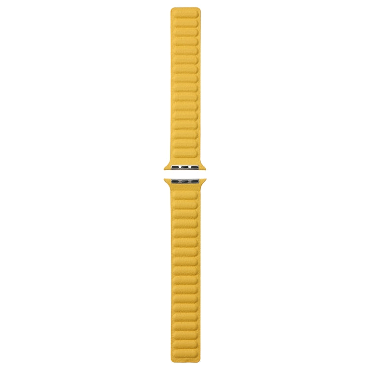 Magnetic Two-color Loop Slim Leather Watch Band For Apple Watch Ultra 49mm&Watch Ultra 2 49mm / Series 9&8&7 45mm / SE 3&SE 2&6&SE&5&4 44mm / 3&2&1 42mm(Yellow) by bashfashion