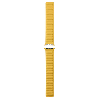 Magnetic Two-color Loop Slim Leather Watch Band For Apple Watch Ultra 49mm&Watch Ultra 2 49mm / Series 9&8&7 45mm / SE 3&SE 2&6&SE&5&4 44mm / 3&2&1 42mm(Yellow) by bashfashion
