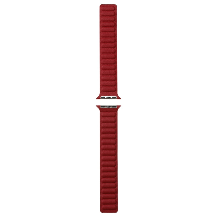 Magnetic Two-color Loop Slim Leather Watch Band For Apple Watch Ultra 49mm&Watch Ultra 2 49mm / Series 9&8&7 45mm / SE 3&SE 2&6&SE&5&4 44mm / 3&2&1 42mm(Wine Red) by bashfashion
