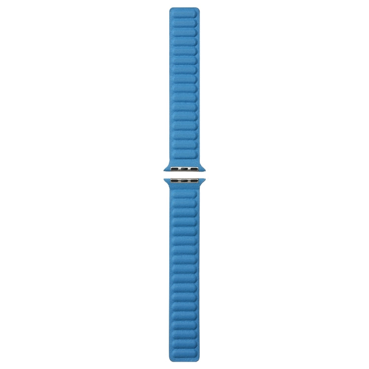 Magnetic Two-color Loop Slim Leather Watch Band For Apple Watch Ultra 49mm&Watch Ultra 2 49mm / Series 9&8&7 45mm / SE 3&SE 2&6&SE&5&4 44mm / 3&2&1 42mm(Chrysanthemum Blue) by bashfashion