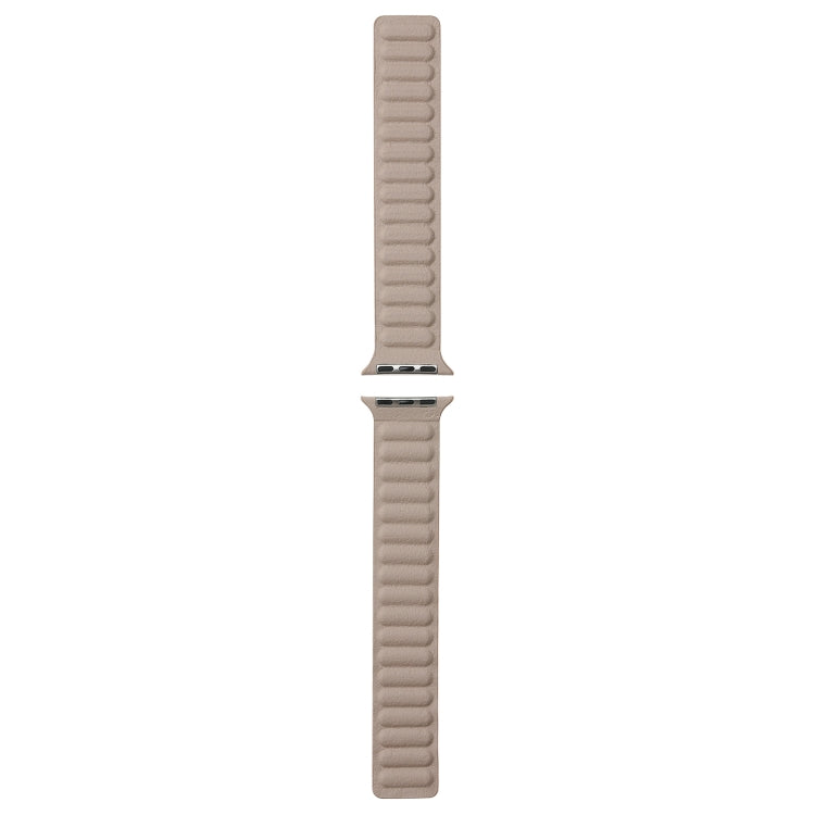Magnetic Two-color Loop Slim Leather Watch Band For Apple Watch Ultra 49mm&Watch Ultra 2 49mm / Series 9&8&7 45mm / SE 3&SE 2&6&SE&5&4 44mm / 3&2&1 42mm(Khaki) by bashfashion