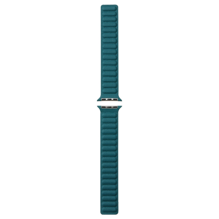 Magnetic Two-color Loop Slim Leather Watch Band For Apple Watch Ultra 49mm&Watch Ultra 2 49mm / Series 9&8&7 45mm / SE 3&SE 2&6&SE&5&4 44mm / 3&2&1 42mm(Malachite Green) by bashfashion