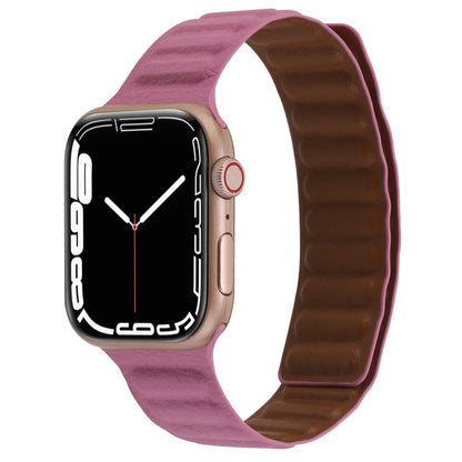 Magnetic Two-color Loop Slim Leather Watch Band For Apple Watch Ultra 49mm&Watch Ultra 2 49mm / Series 9&8&7 45mm / SE 3&SE 2&6&SE&5&4 44mm / 3&2&1 42mm(Rose Pink) by bashfashion