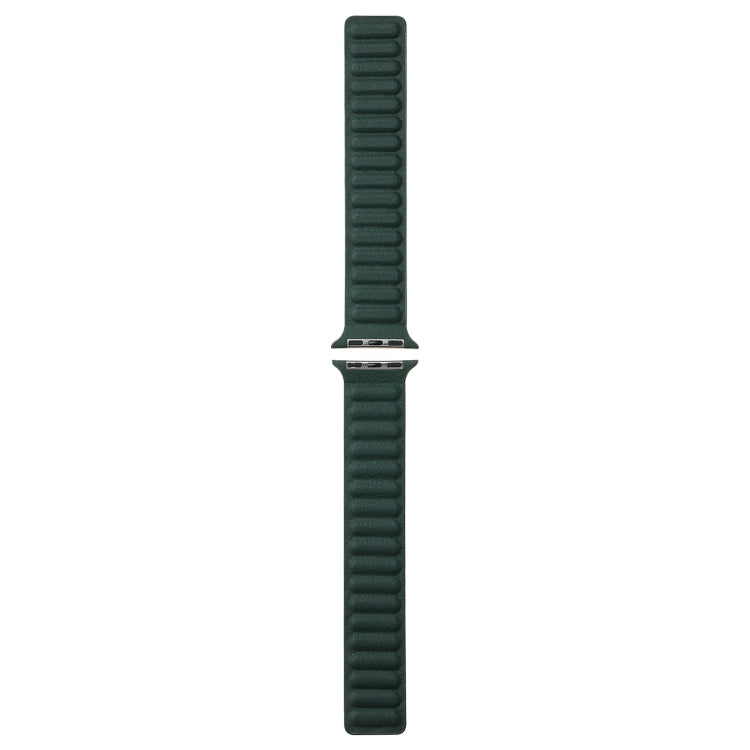 Magnetic Two-color Loop Slim Leather Watch Band For Apple Watch Ultra 49mm&Watch Ultra 2 49mm / Series 9&8&7 45mm / SE 3&SE 2&6&SE&5&4 44mm / 3&2&1 42mm(Fir Green) by bashfashion
