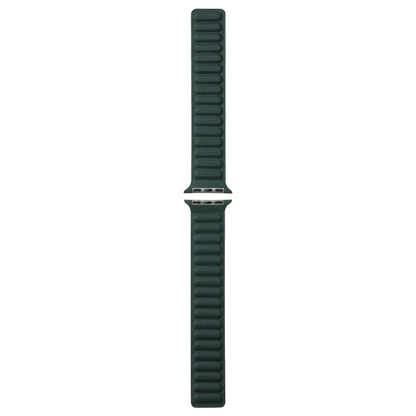 Magnetic Two-color Loop Slim Leather Watch Band For Apple Watch Ultra 49mm&Watch Ultra 2 49mm / Series 9&8&7 45mm / SE 3&SE 2&6&SE&5&4 44mm / 3&2&1 42mm(Fir Green) by bashfashion