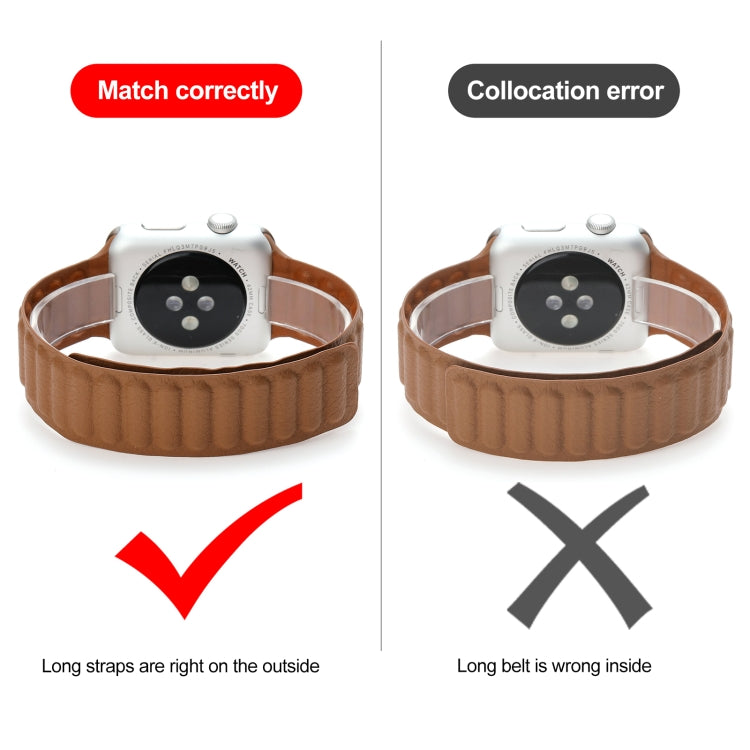 Magnetic Two-color Loop Slim Leather Watch Band For Apple Watch Ultra 49mm&Watch Ultra 2 49mm / Series 9&8&7 45mm / SE 3&SE 2&6&SE&5&4 44mm / 3&2&1 42mm(Grey) by bashfashion