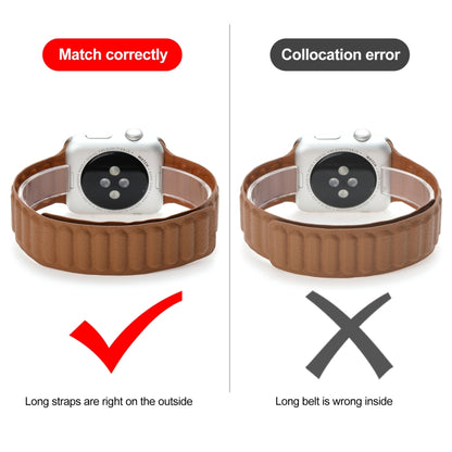 Magnetic Two-color Loop Slim Leather Watch Band For Apple Watch Ultra 49mm&Watch Ultra 2 49mm / Series 9&8&7 45mm / SE 3&SE 2&6&SE&5&4 44mm / 3&2&1 42mm(Cape Blue) by bashfashion