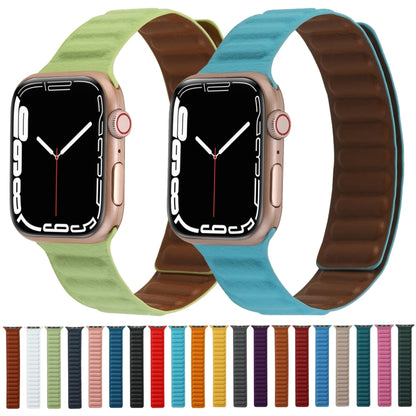 Magnetic Two-color Loop Slim Leather Watch Band For Apple Watch Ultra 49mm&Watch Ultra 2 49mm / Series 9&8&7 45mm / SE 3&SE 2&6&SE&5&4 44mm / 3&2&1 42mm(Pink) by bashfashion