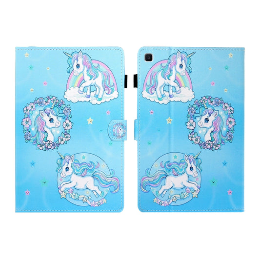 Sewing Thread Left and Right Flat Leather Case with Pen Cover & Card Slot & Buckle Anti-skid Strip and Bracket(Unicorn) by bashfashion