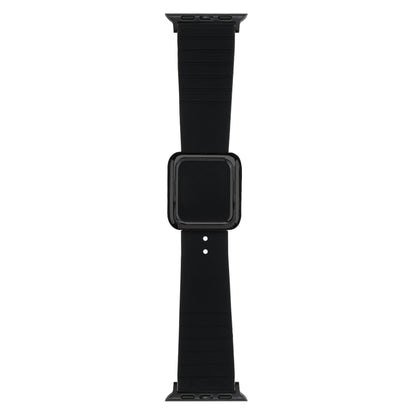 Black Square Buckle Silicone Watch Band For Apple Watch Series 9&8&7 41mm / SE 3&SE 2&6&SE&5&4 40mm / 3&2&1 38mm(Black) by bashfashion
