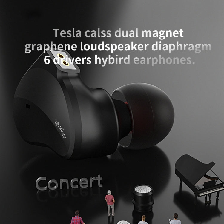 CVJ Mirror Hybrid Technology HiFi Music Wired Earphone With Mic(Black) by CVJ