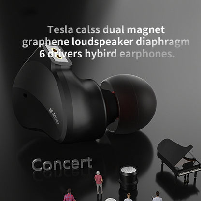 CVJ Mirror Hybrid Technology HiFi Music Wired Earphone With Mic(Black) by CVJ