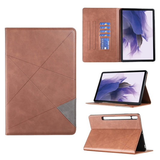 For Samsung Galaxy Tab S7 FE/Tab S7+/Tab S8+ Prismatic Leather Tablet Case(Brown) by bashfashion