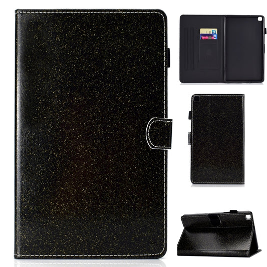 Glitter Left and Right Flat Leather Case with Pen Cover & Card Slot & Buckle Anti-skid Strip and Bracket(Black) by bashfashion