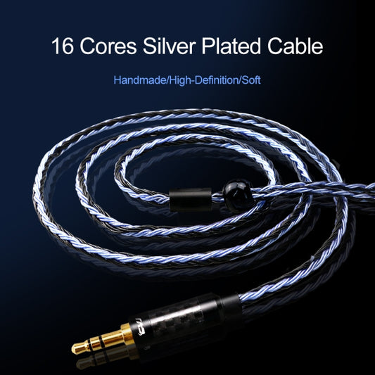CVJ V3 1.2m 16 Cores Silver-plated 3.5mm Earphone Cable, Style:0.75mm(Black-Blue) by CVJ