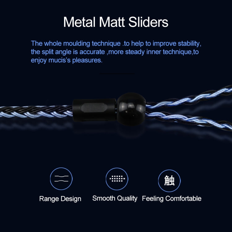 CVJ V3 1.2m 16 Cores Silver-plated 3.5mm Earphone Cable, Style:0.75mm(Black-Blue) by CVJ