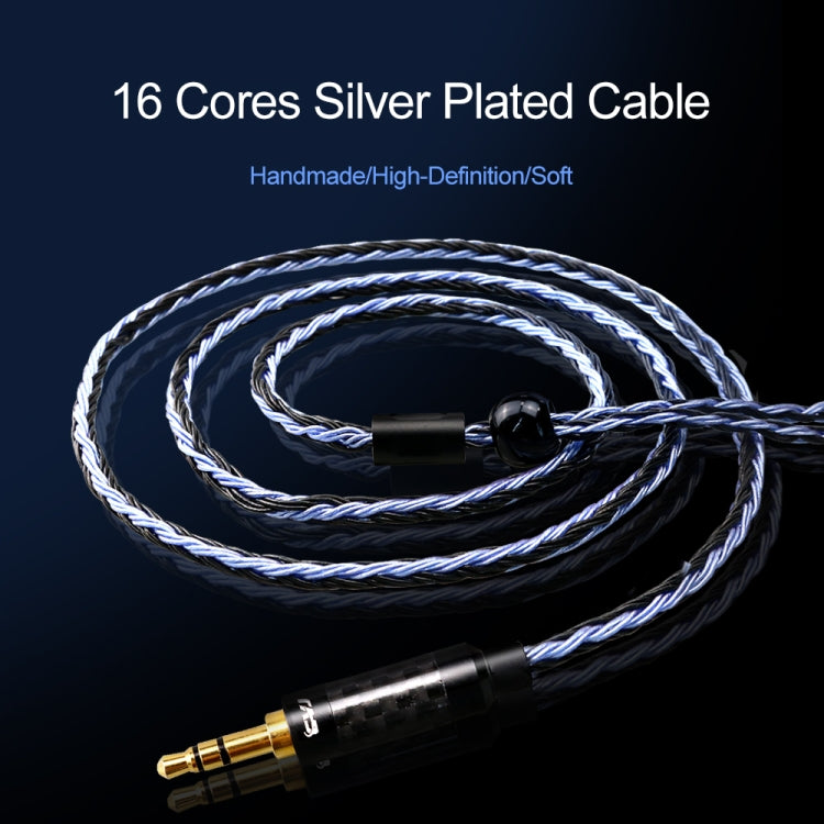 CVJ V3 1.2m 16 Cores Silver-plated 3.5mm Earphone Cable, Style:0.78mm(Black-Blue) by CVJ
