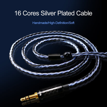 CVJ V3 1.2m 16 Cores Silver-plated 3.5mm Earphone Cable, Style:0.78mm(Black-Blue) by CVJ