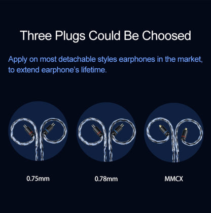 CVJ V3 1.2m 16 Cores Silver-plated 3.5mm Earphone Cable, Style:0.78mm(Black-Blue) by CVJ